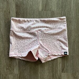 WODBottom 3" Shorts Pink Metallic Leopard Size Small Athletic Workout